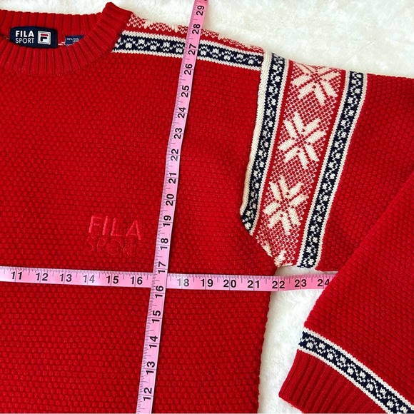 Fila Sport Red Wool Sweater Size Medium - Picture 3 of 5
